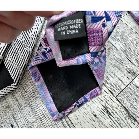 Mens Neck Tie Lot Of 3 Neckties Purple Peach Gray Stacey Adams Spring/Summer - Picture 7 of 8